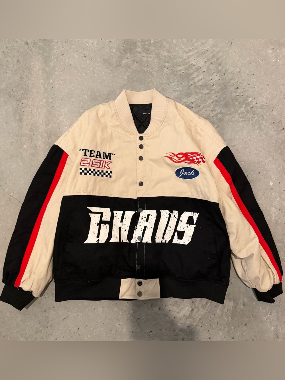 PacSun CHAOS Racing Jacket Mens XL Team 2SIK Snap Front NASCAR Style Moto